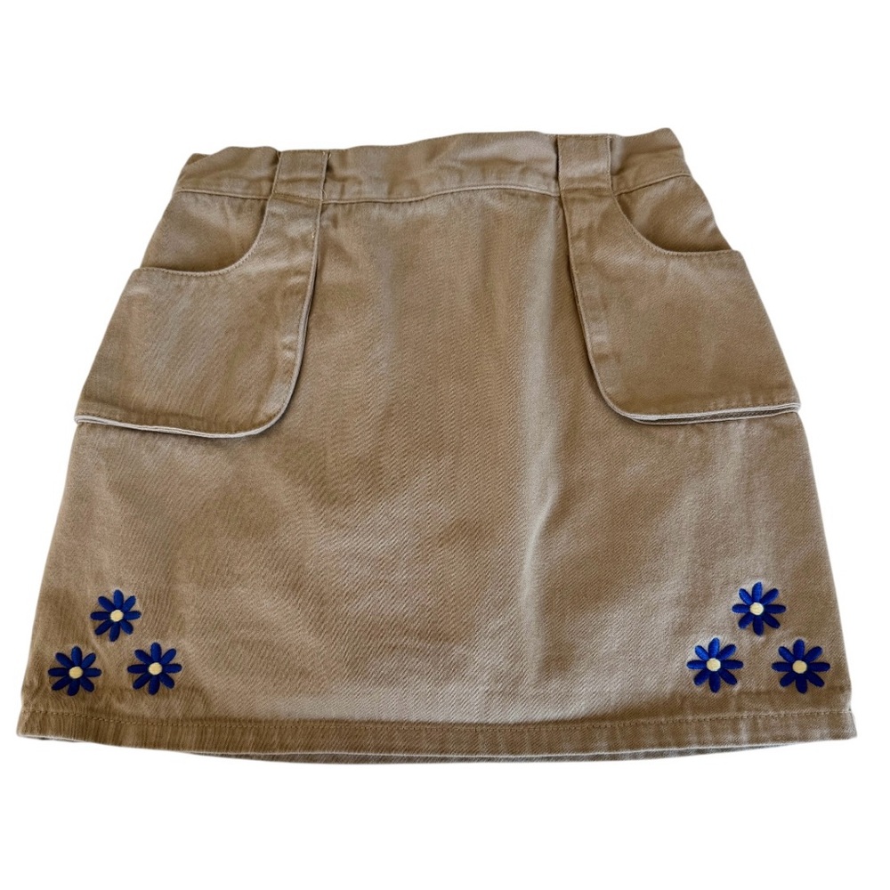Tan Skort with Blue Floral Accents